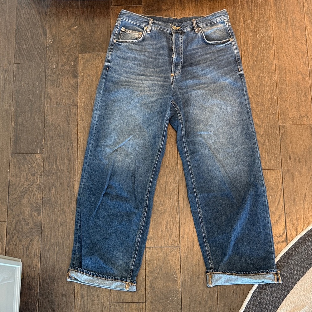 Zara Wide Leg Mid Rise Jeans